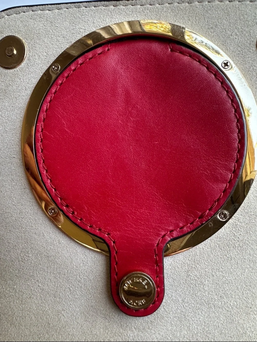 Michael Kors Red Leather Crossbody with Gold Ring Detail - Picture 7 of 12